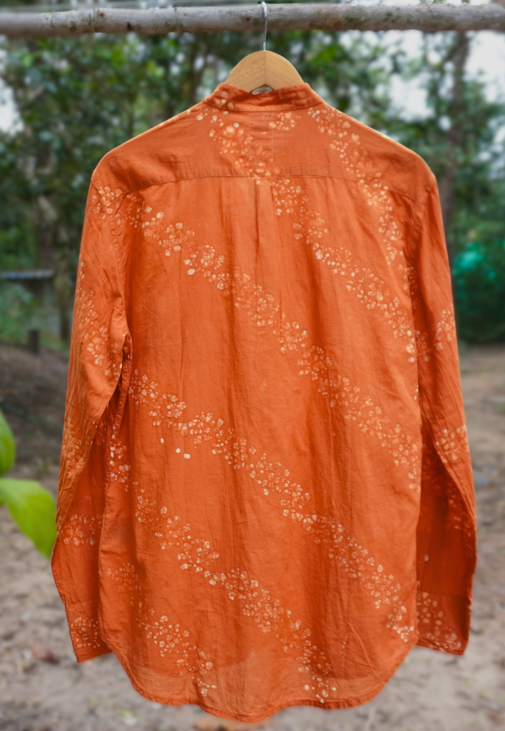 MAO LS SHIRT, ORANGE, BATIK_LINES, COTTON
