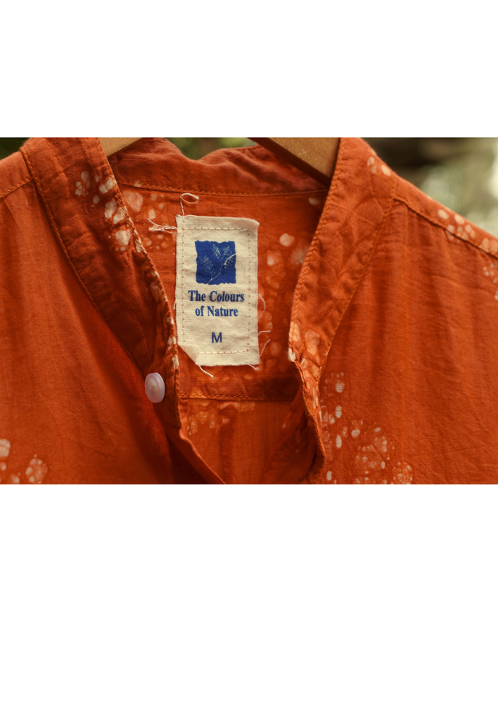MAO LS SHIRT, ORANGE, BATIK_LINES, COTTON