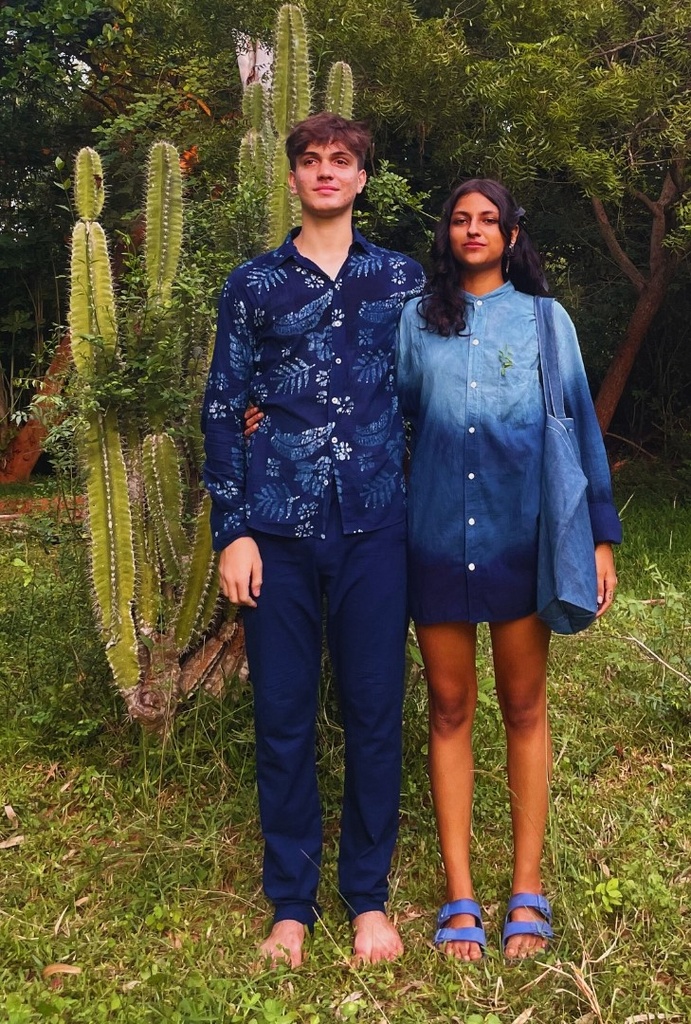 PANTS, CHINOS, DARK BLUE, COTTON