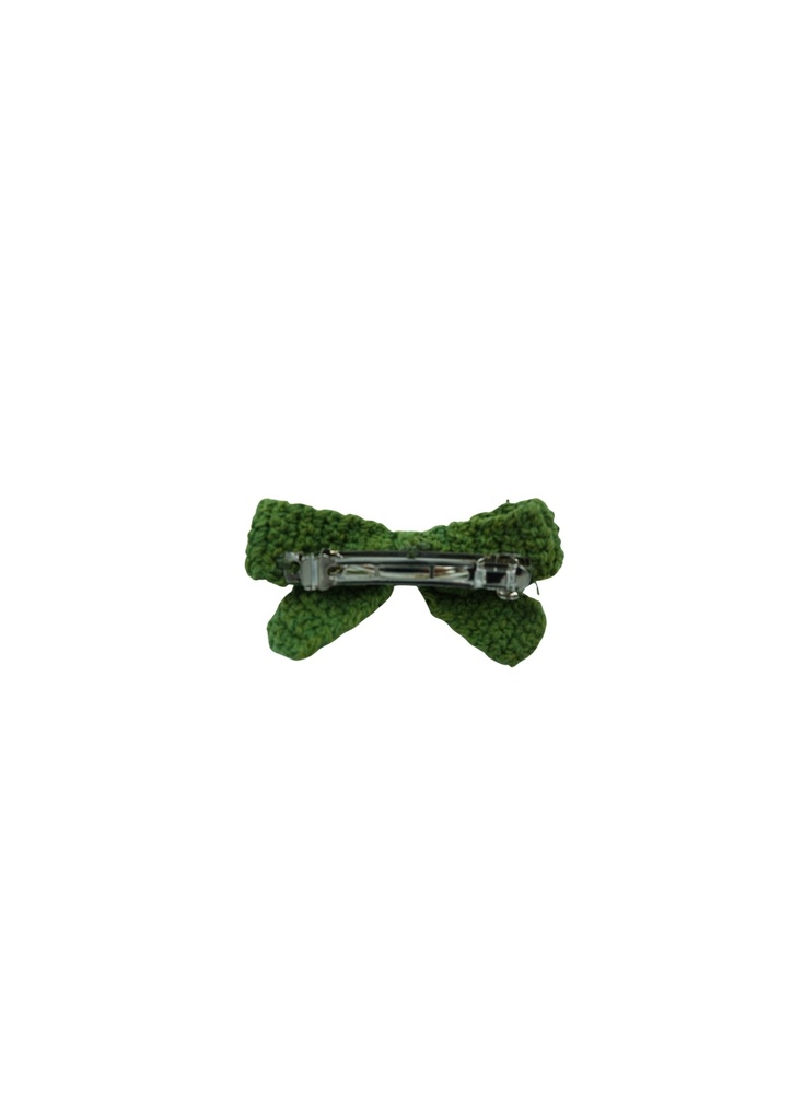 CROCHET HAIRCLIP, TIE, GREEN
