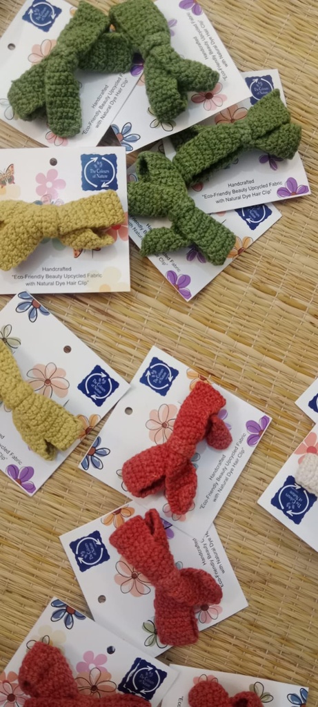 CROCHET HAIRCLIP, TIE, YELLOW