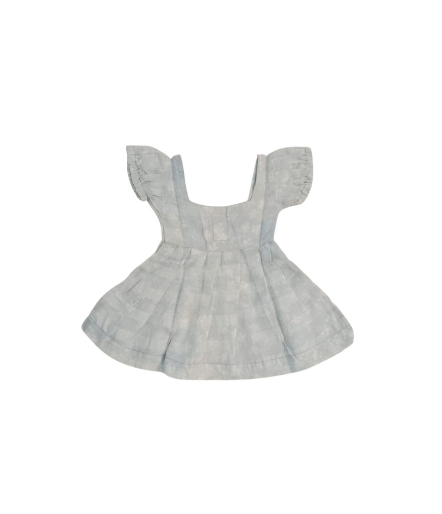 BABY PUFFY DRESS, BLUE, BATIK, COTTON