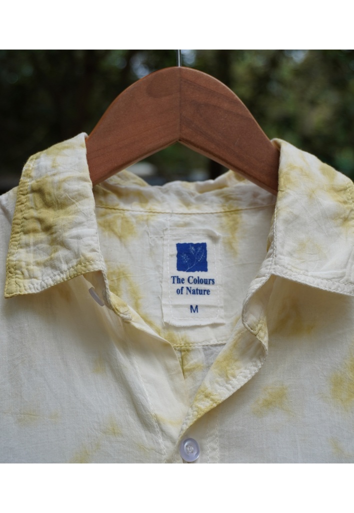 MADRAS SS SHIRT, LIGHT GREEN, SHIBORI CRUSHING, COTTON