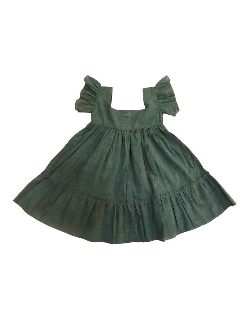 BABY PAA DRESS, DARK GREEN, COTTON