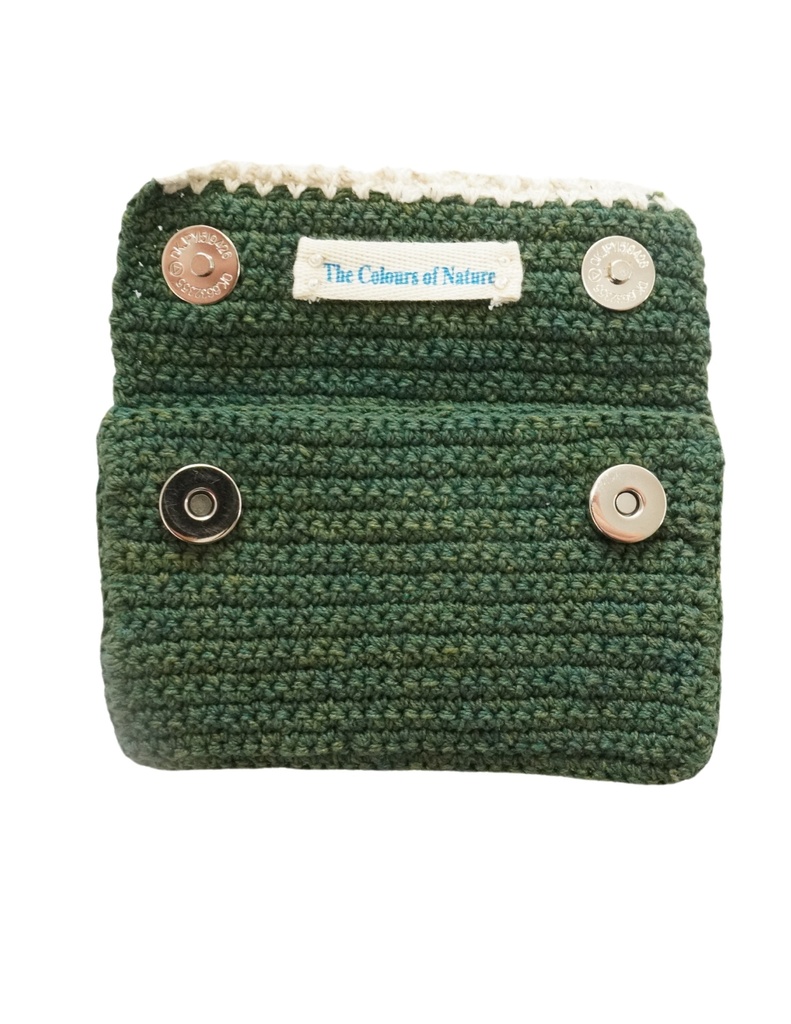 CROCHET POUCH, GREEN, COTTON