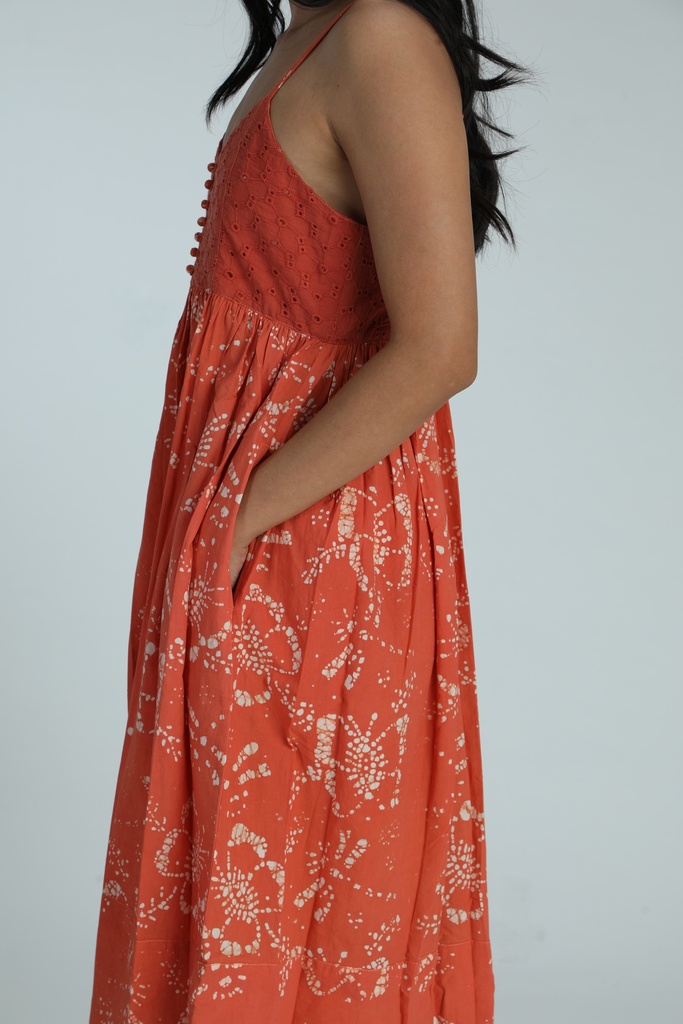 STRAPPY DRESS, PINK, BATIK, COTTON