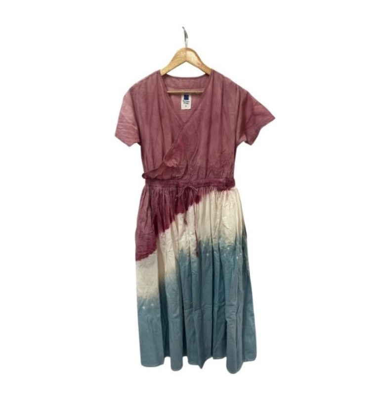 EVERYDAY DRESS, BLUE-PINK-WHITE, SHIBORI, COTTON