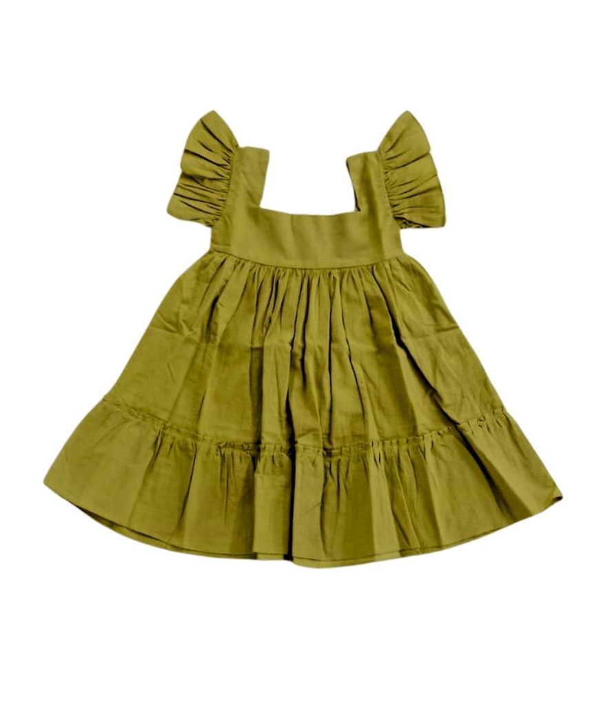 BABY PAA DRESS, GREEN, COTTON