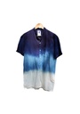 MAO SS SHIRT, BLUE-WHITE, SHIBORI_OMBRE, COTTON