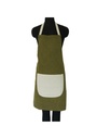 BUTTON APRON, KHAKI-WHITE, COTTON