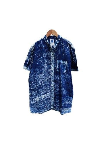 MAO SS SHIRT, BLUE, BATIK_DROPS, COTTON