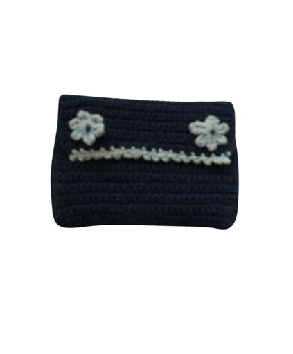 [POU-CRO-BL-COT/0S] CROCHET POUCH, BLUE, COTTON